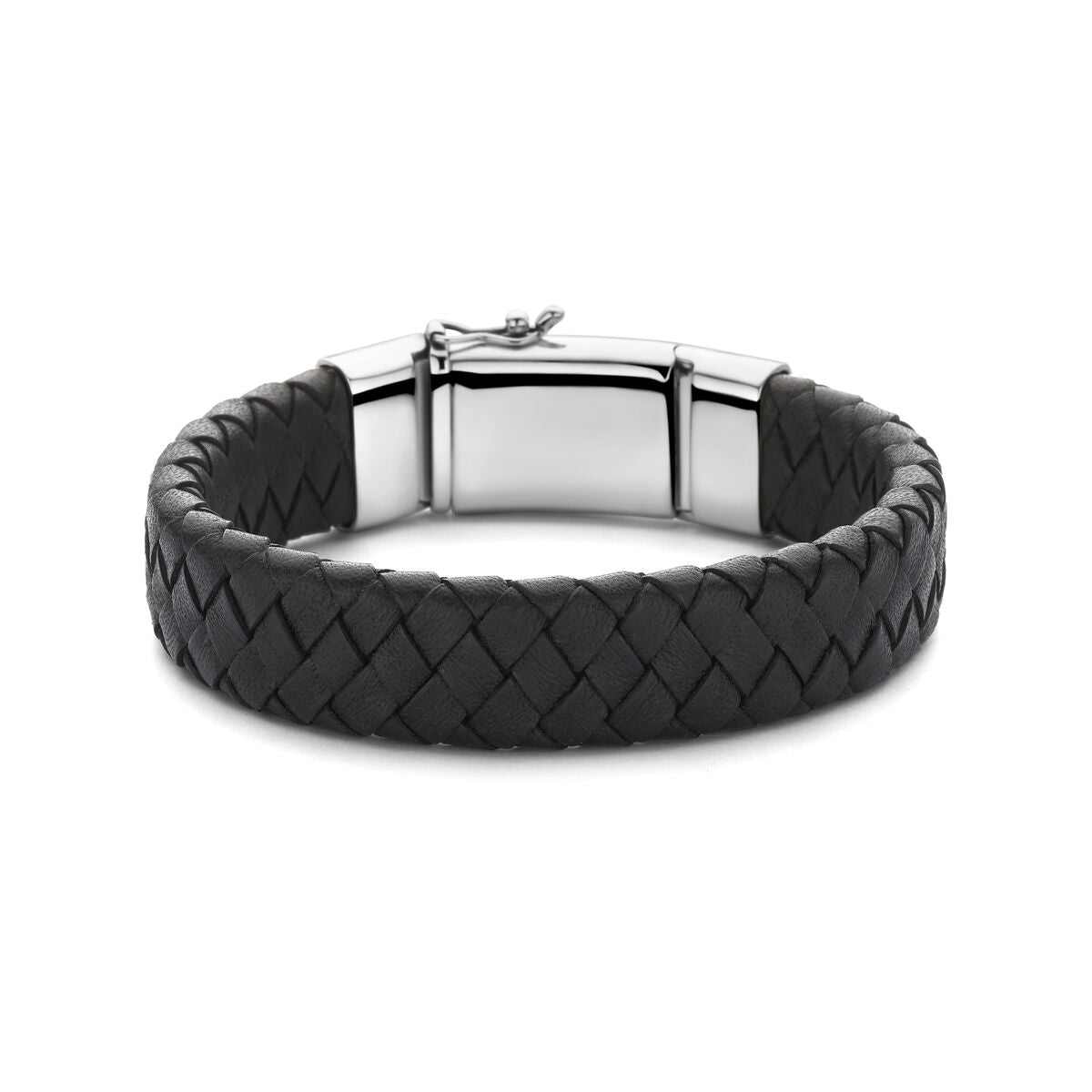 Brede Zwarte Leren Armband - Voor Mannen