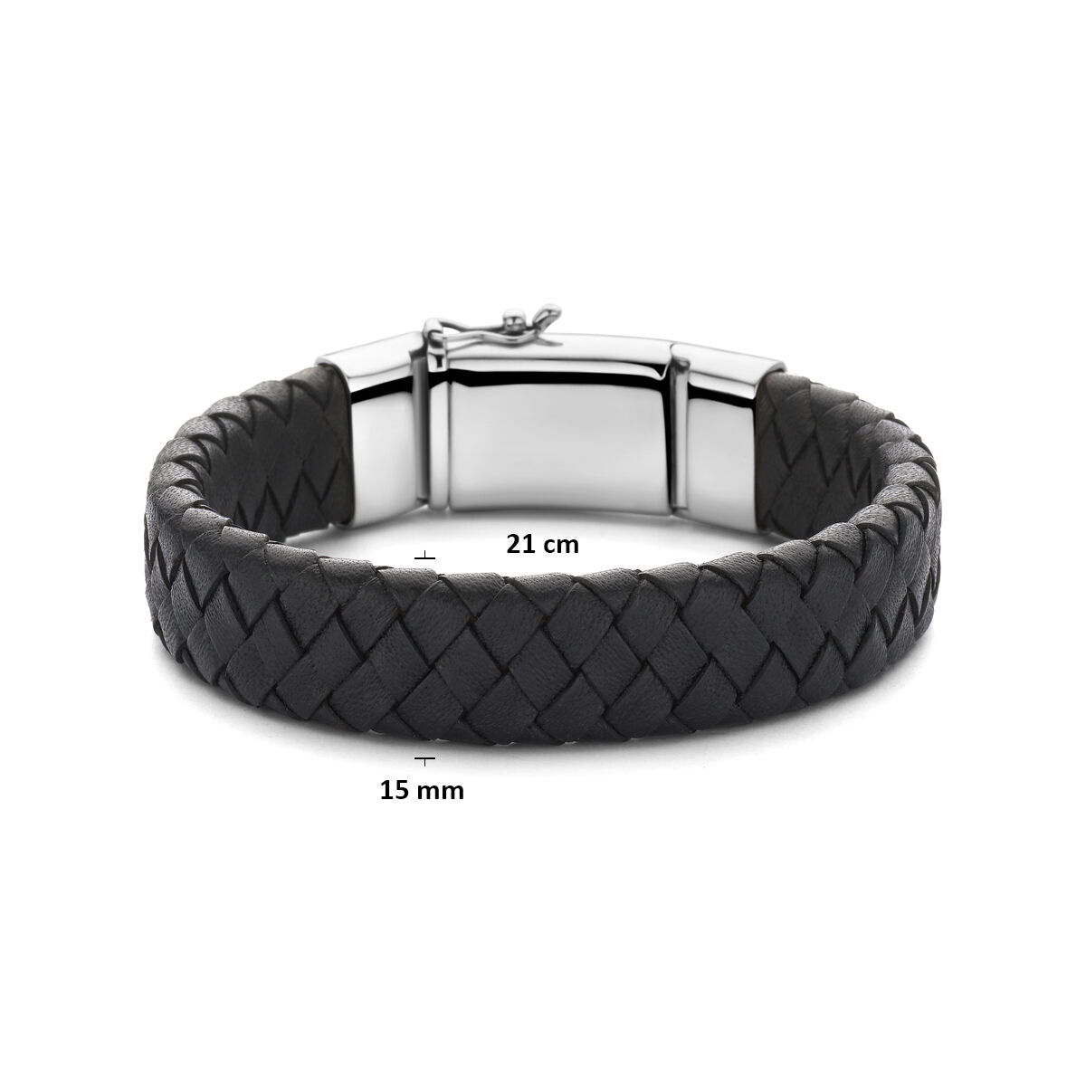 Brede Zwarte Leren Armband - Voor Mannen
