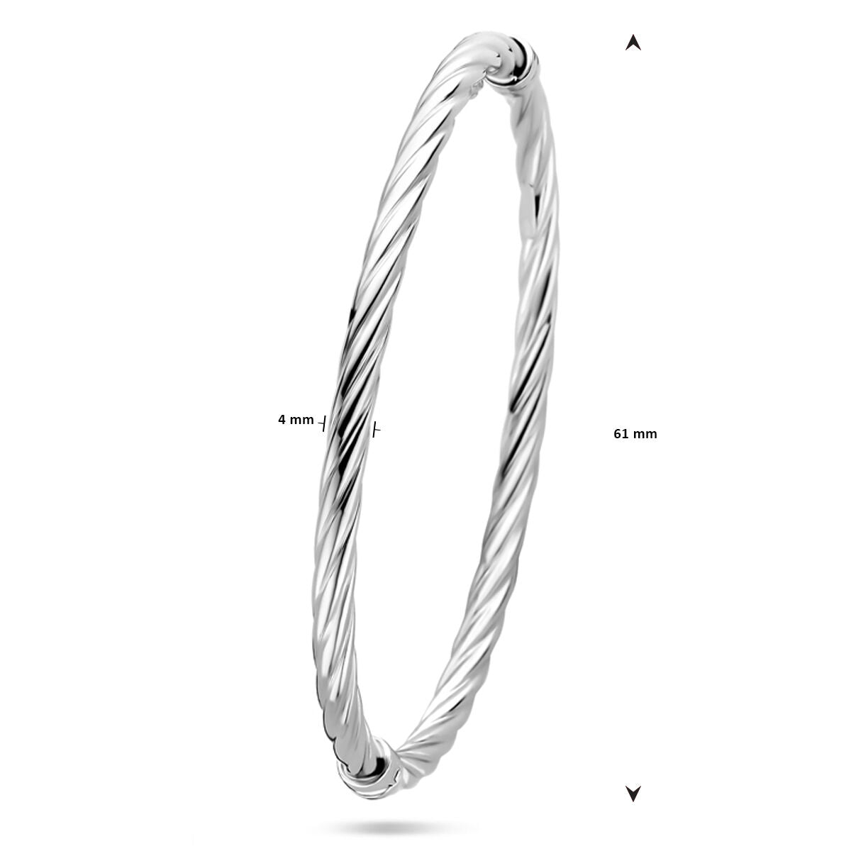 Zilveren Slavenband met Gedraaid Design - 4mm. | Scharniersluiting