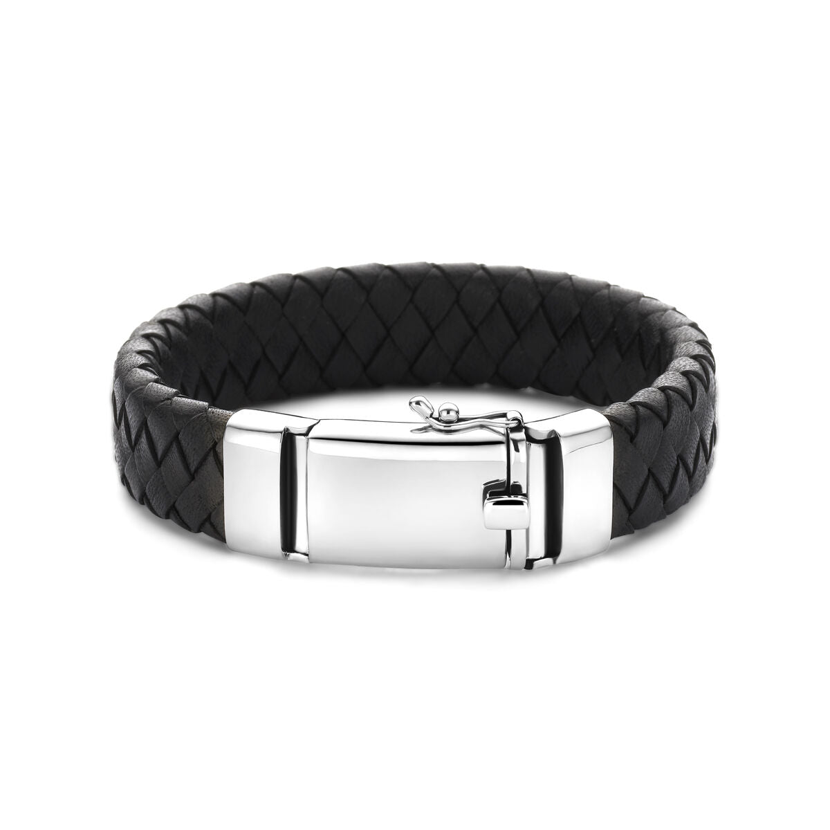 Brede Zwarte Leren Armband - Voor Mannen