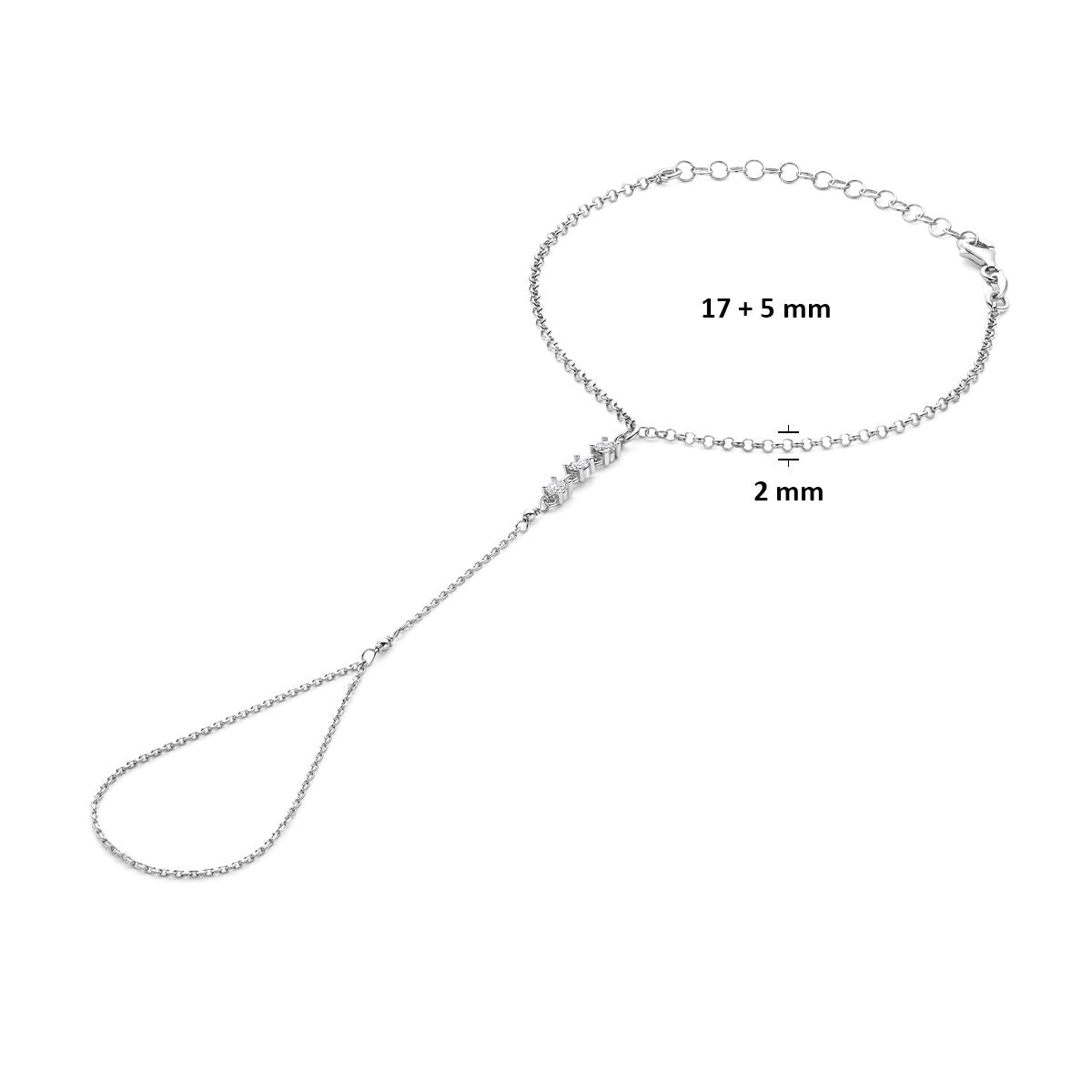 Zilveren Hand Chain - Handsieraad met Steentjes