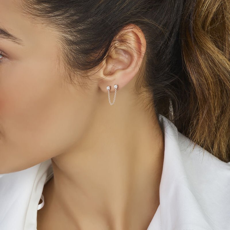 Oorbel voor 2 gaatjes | met Steentjes