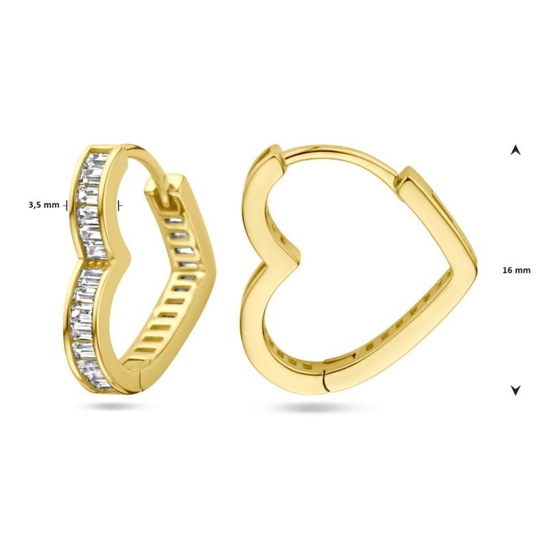 Oorring Hartje met Steentjes Goud | Klapoorring