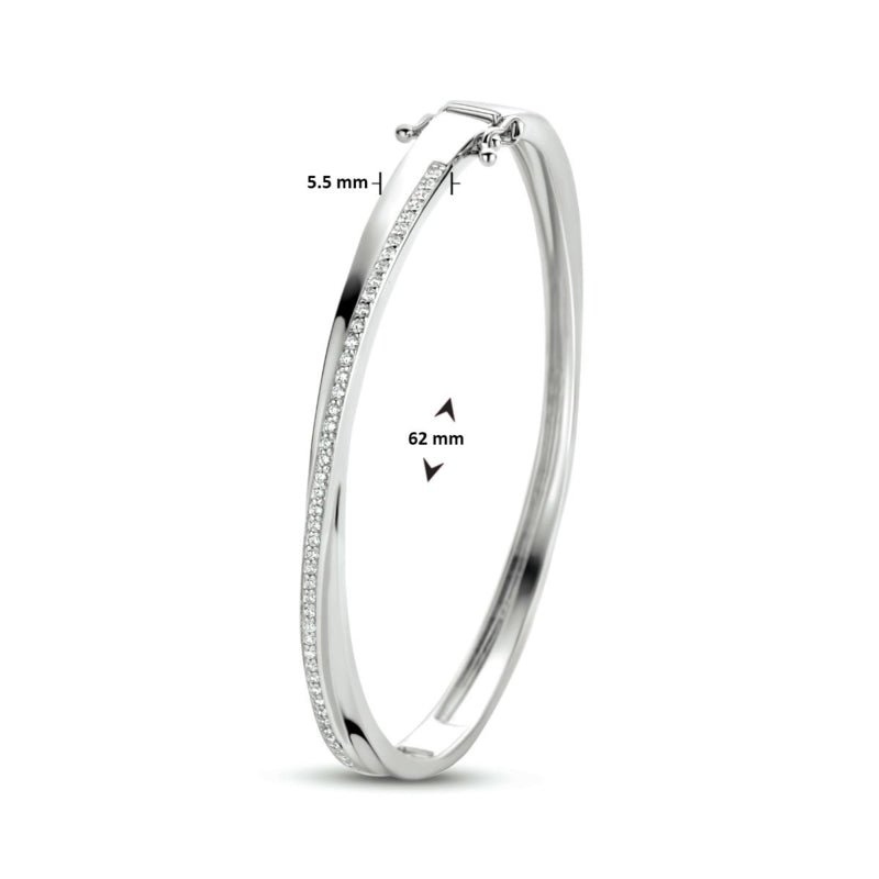 Zilveren Bangle Armband met Zirkonia – Slavenband met Steentjes