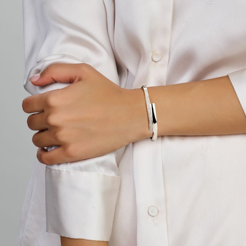 Bangle Armband | Zilveren Slavenband met Steentjes