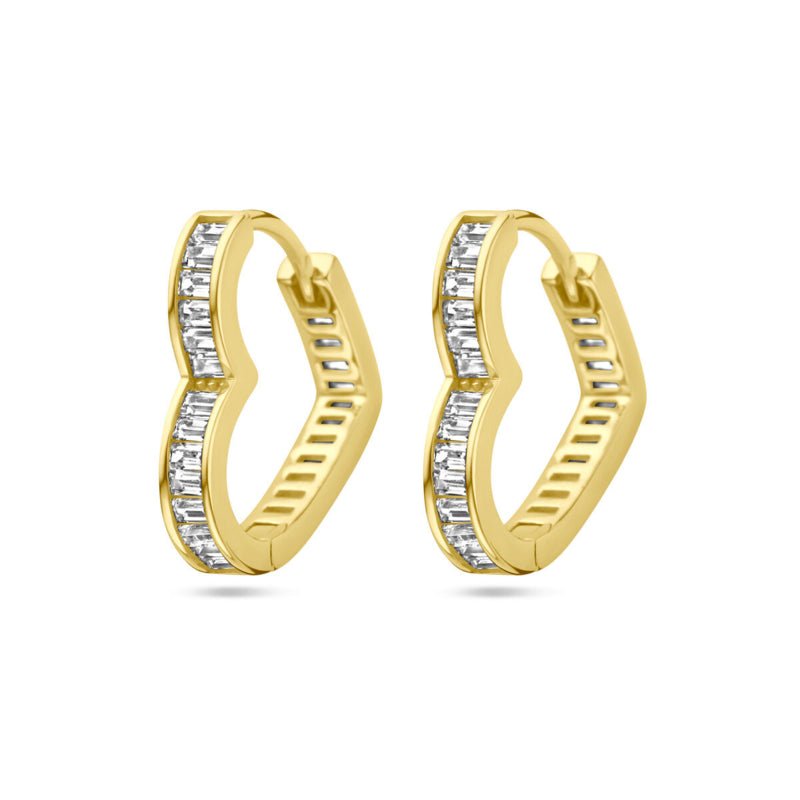 Oorring Hartje met Steentjes Goud | Klapoorring