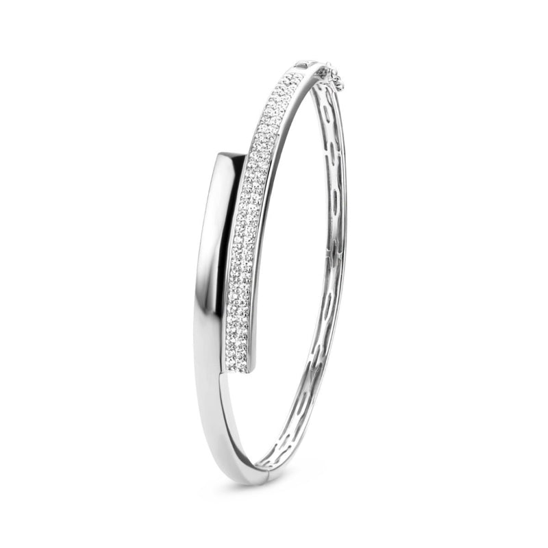 Bangle Armband | Zilveren Slavenband met Steentjes