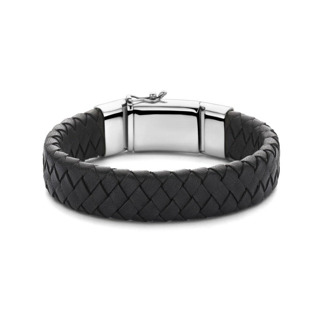 Brede Zwarte Leren Armband - Voor Mannen