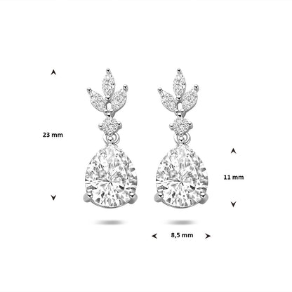 Zilveren Druppelvormige Oorbellen met Steentjes – 925 Sterling Zilver Oorhangers