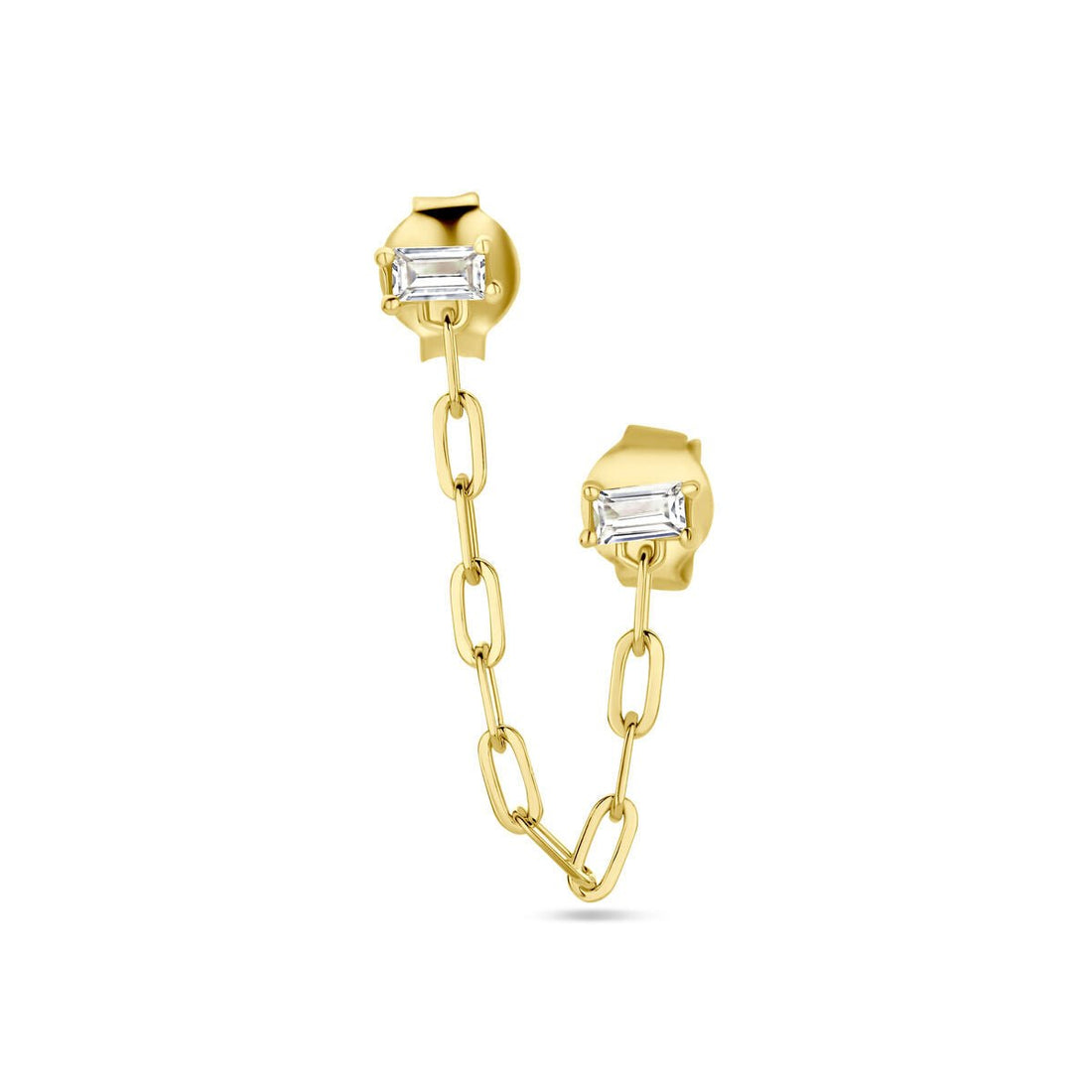 Oorbel Dubbele Gaatjes met Steentjes | Goud