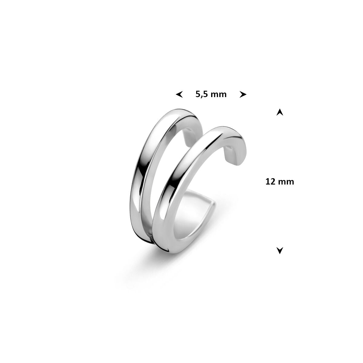 Dubbelband earcuff zilver – oorklemmetje 12 mm
