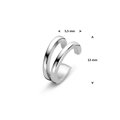 Dubbelband earcuff zilver – oorklemmetje 12 mm