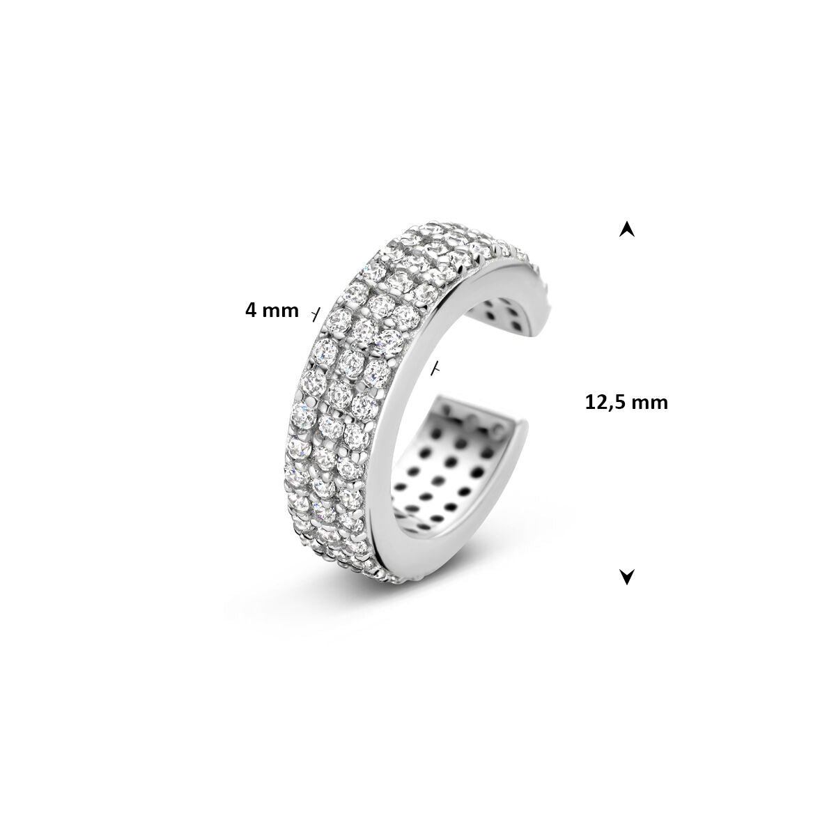 Zilveren earcuff met zirkonia steentjes – 4 mm breed