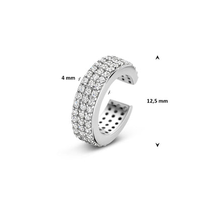 Zilveren earcuff met zirkonia steentjes – 4 mm breed