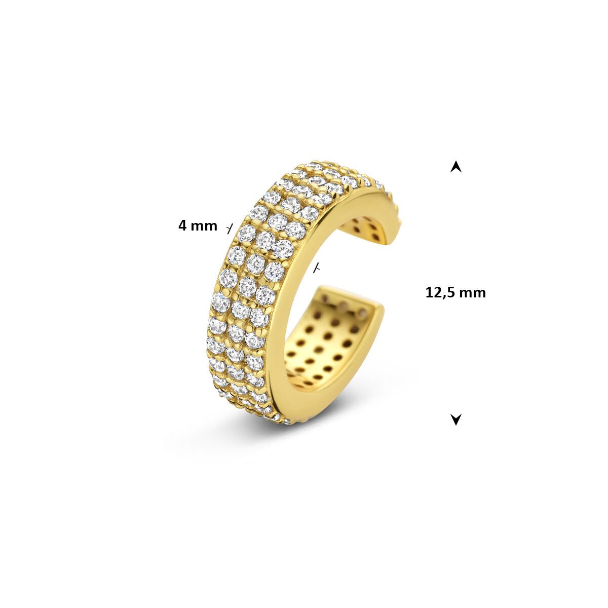 Goudkleurige earcuff met steentjes – goud op zilver