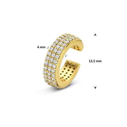 Goudkleurige earcuff met steentjes – goud op zilver