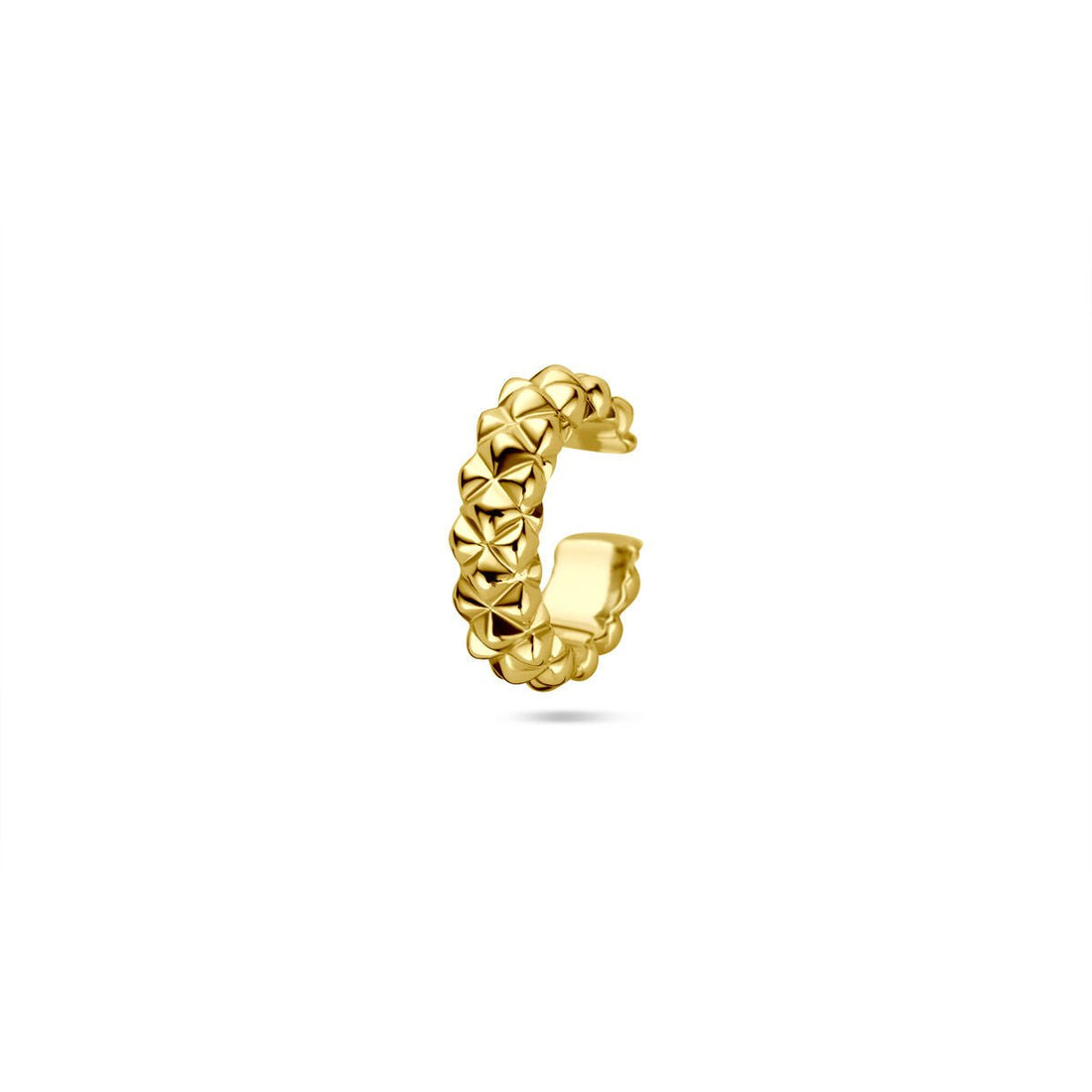 Vergulde Gouden Earcuff met Ruitmotief – Oorklem zonder Piercing
