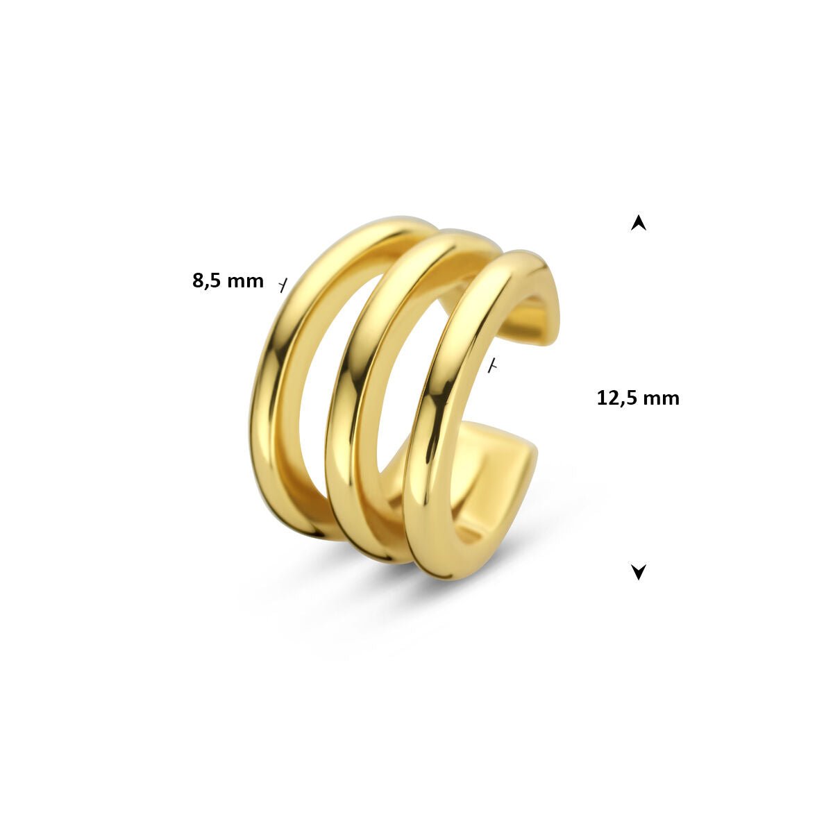 Ear cuff goudkleurig – drievoudig oorklemmetje