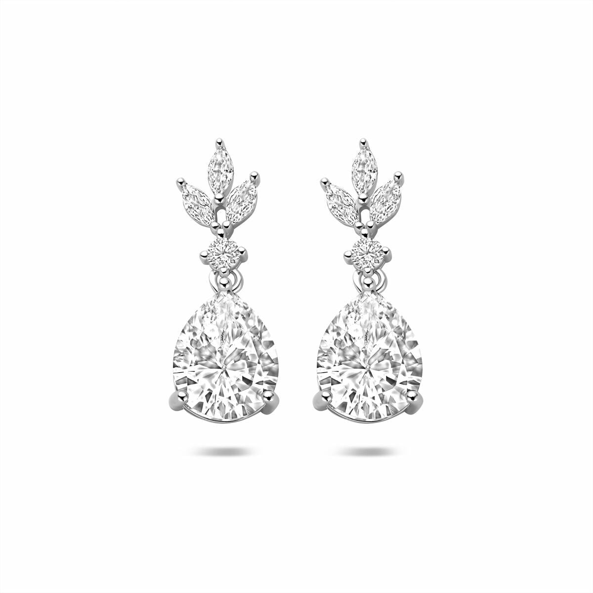 Zilveren Druppelvormige Oorbellen met Steentjes – 925 Sterling Zilver Oorhangers