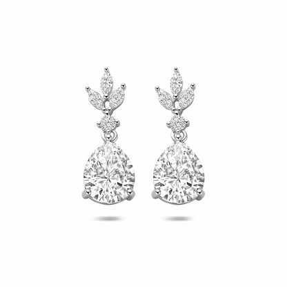 Zilveren Druppelvormige Oorbellen met Steentjes – 925 Sterling Zilver Oorhangers