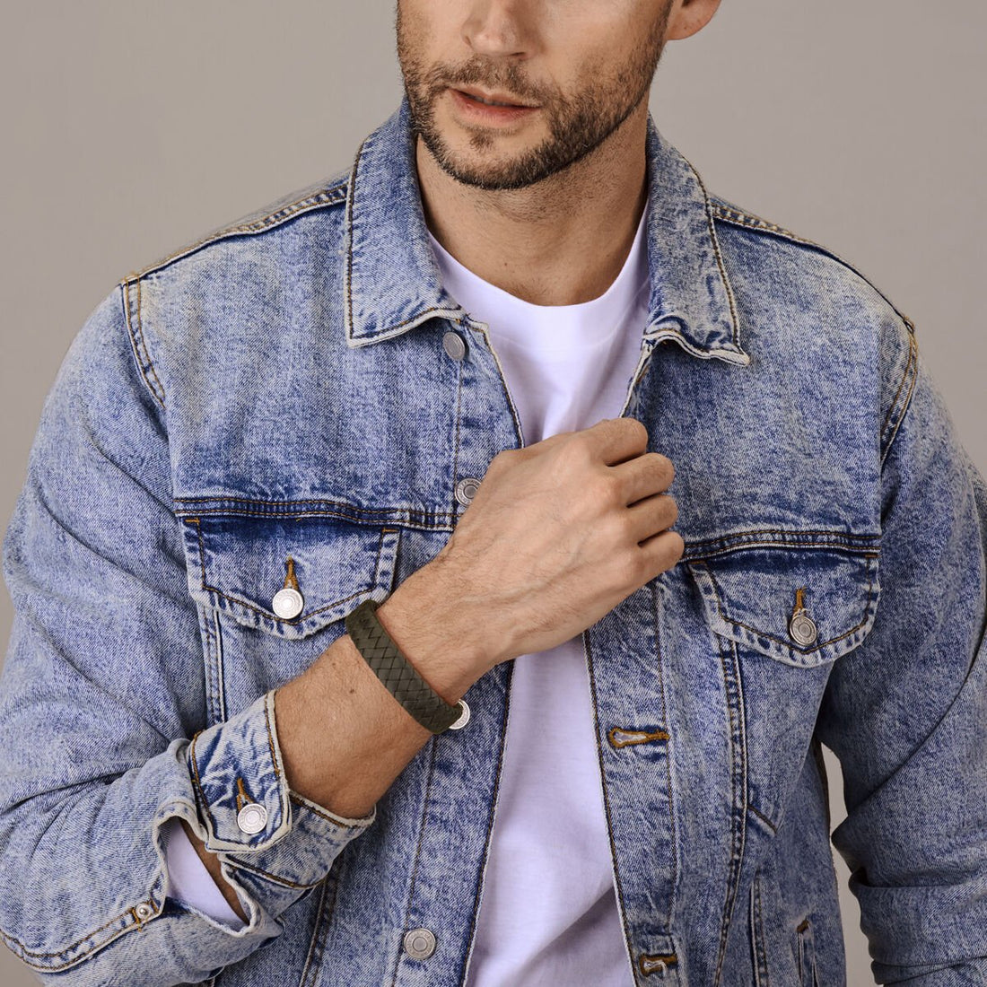 Brede Zwarte Leren Armband - Voor Mannen