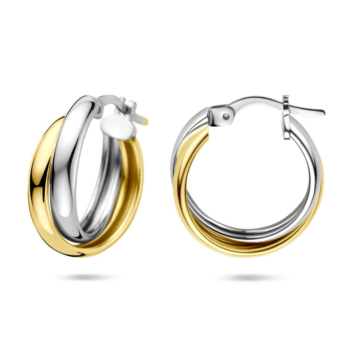 Bicolor Oorringen - Zilver & Goldplated Creolen