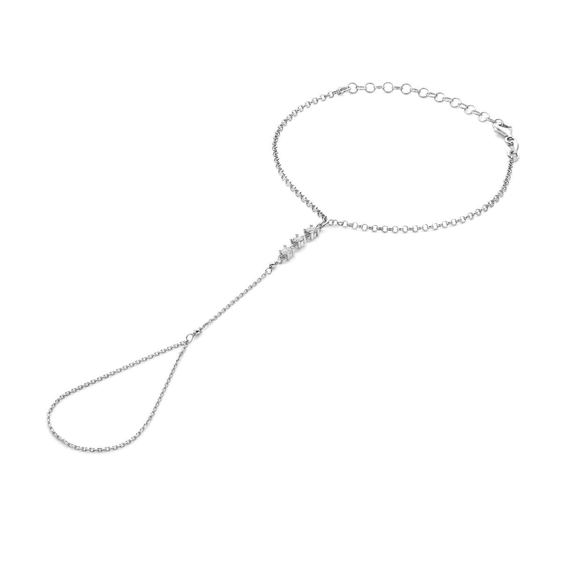 Zilveren Hand Chain - Handsieraad met Steentjes