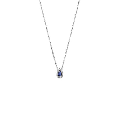 Zilveren kettinkje met blauw saffier hangertje