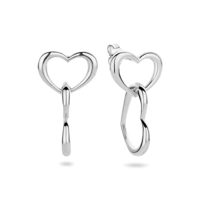 Oorbel met Dubbele Opengewerkte Hartjes | Groot